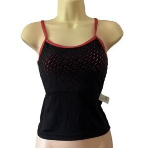 Motionwear Size Adult S Black and Salmon Laser Cut Dance Top